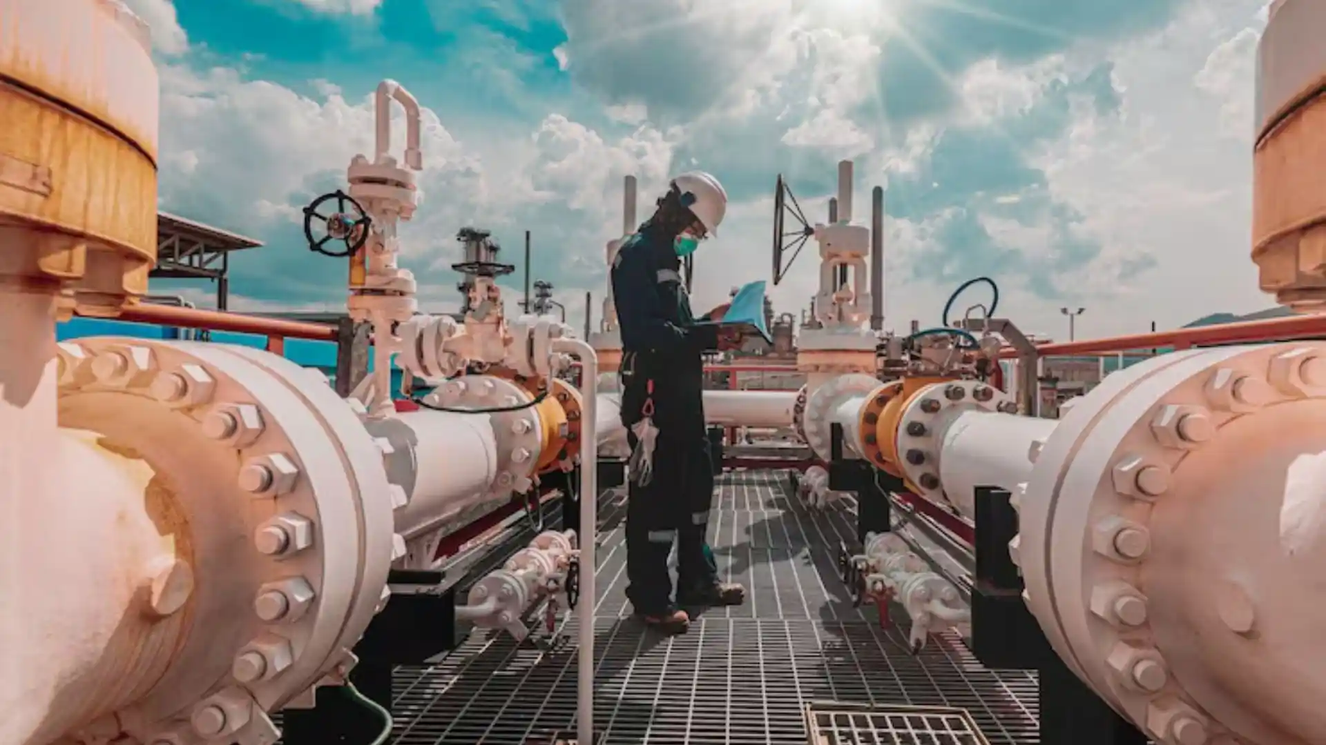Image: an oil facility or refinery in the Eastern Province