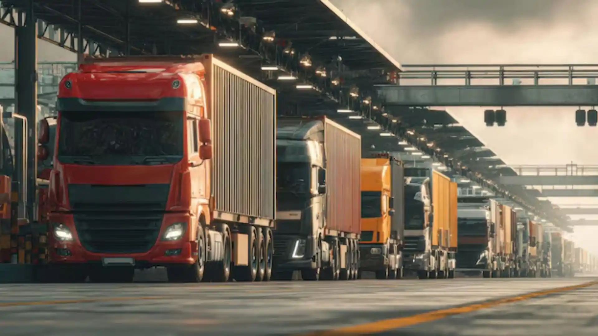 Image: transport trucks or an aircraft at an airport